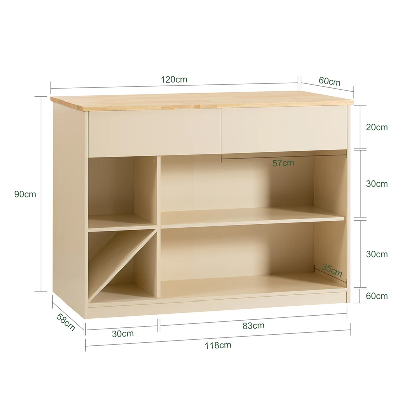 SoBuy KNL04-MI îlot Central, Placard, Buffet, Armoire de Cuisine avec 1 Plan de Travail