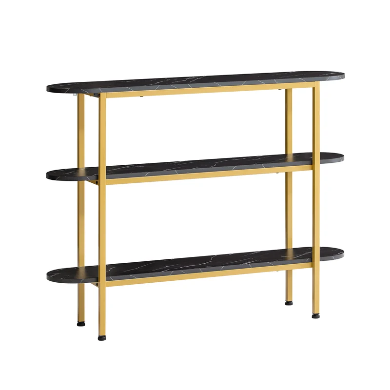 SoBuy FSB66-SCH Table Console Table d'Appoint Table d’Entrée Bout de Canapé à 3 Niveaux Effet Marbre Cadre en Métal