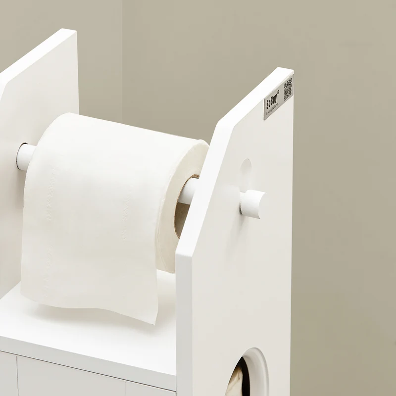 SoBuy BZR49-W Support Papier Toilette Armoire Porte-Papier Toilette Porte Brosse WC