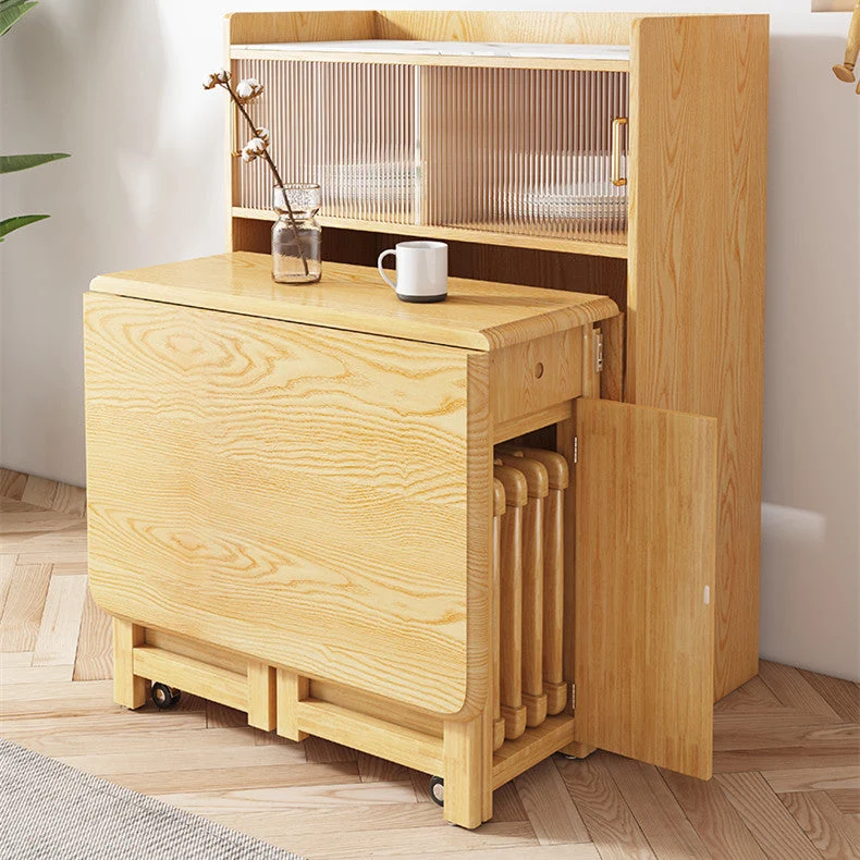 Table de salle à manger pliante Drop Leaf avec ensemble de chaises pliables 5 pièces