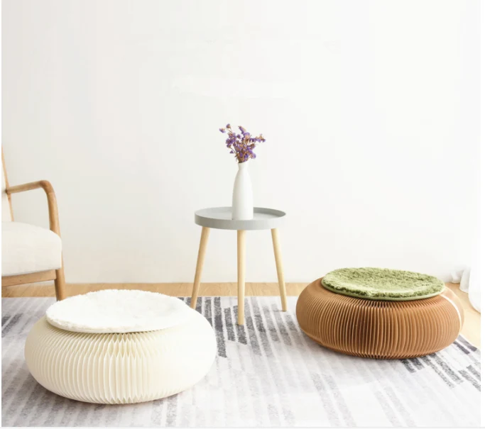 Banc de tabouret en papier kraft vierge portable et pliable