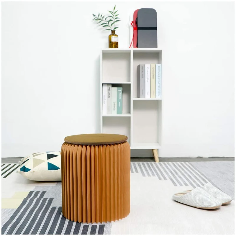 Tabouret pliable en papier kraft à structure en nid d'abeille