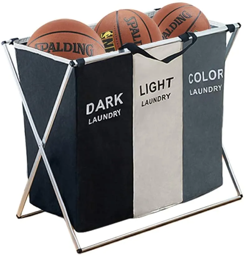 Sac de panier de trieur de panier à linge en tissu avec cadre en aluminium