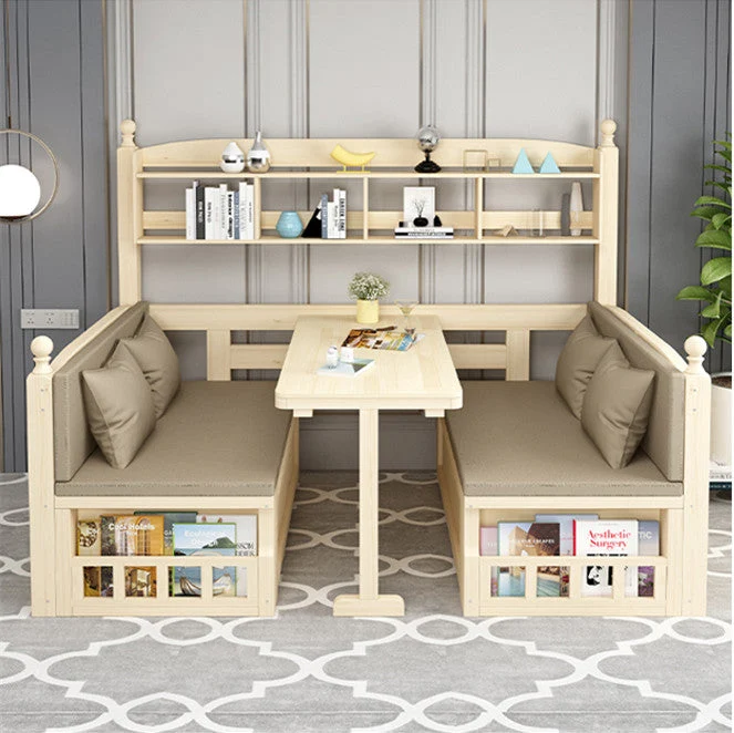 Canapé-lit en bois massif avec bureau et étagère à livres