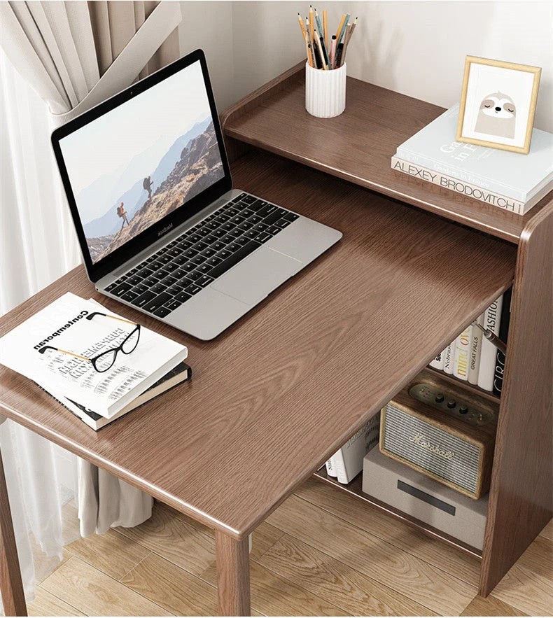 Table d'écriture d'ordinateur pliable Space Saver avec étagère à livres