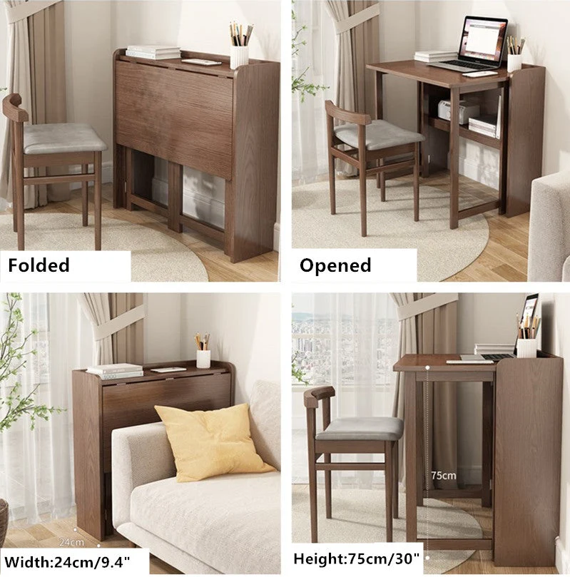 Bureau d'ordinateur pliable avec étagère de rangement