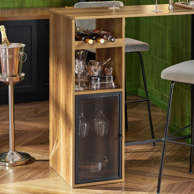SoBuy FWT97-PF Table de Bar, Table Haute, Table à Manger, Table de Cuisine avec Supports pour Verres et Bouteilles