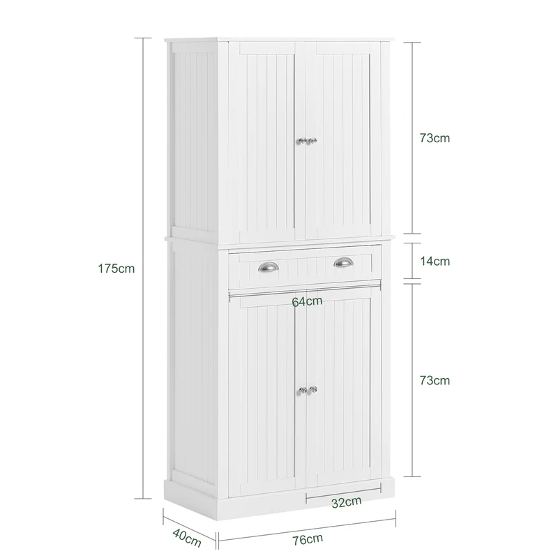 SoBuy FSB44-W Armoire de Cuisine, Buffet Placard avec 4 Portes, 1 tiroir et étagères réglables
