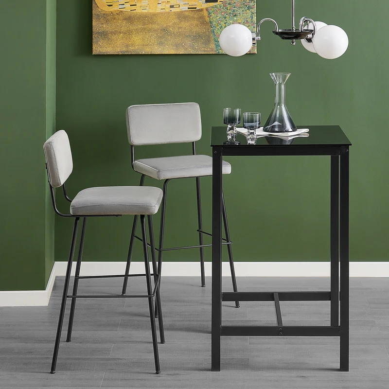 SoBuy FST90-DGx2 Lot de 2 Tabourets de Bar Design Tabouret Haut de Bistrot avec Dossier et Repose-Pieds, Tabouret de Comptoir, Chaise de Bar