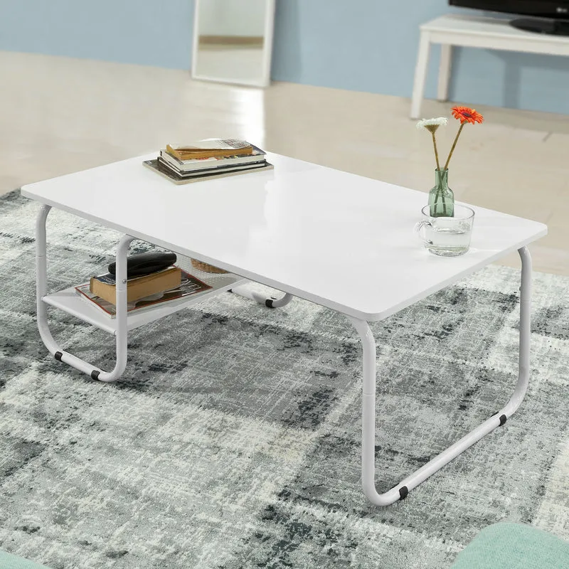 SoBuy FBT41-W Table Basse de Salon avec 1 étagère, Blanc