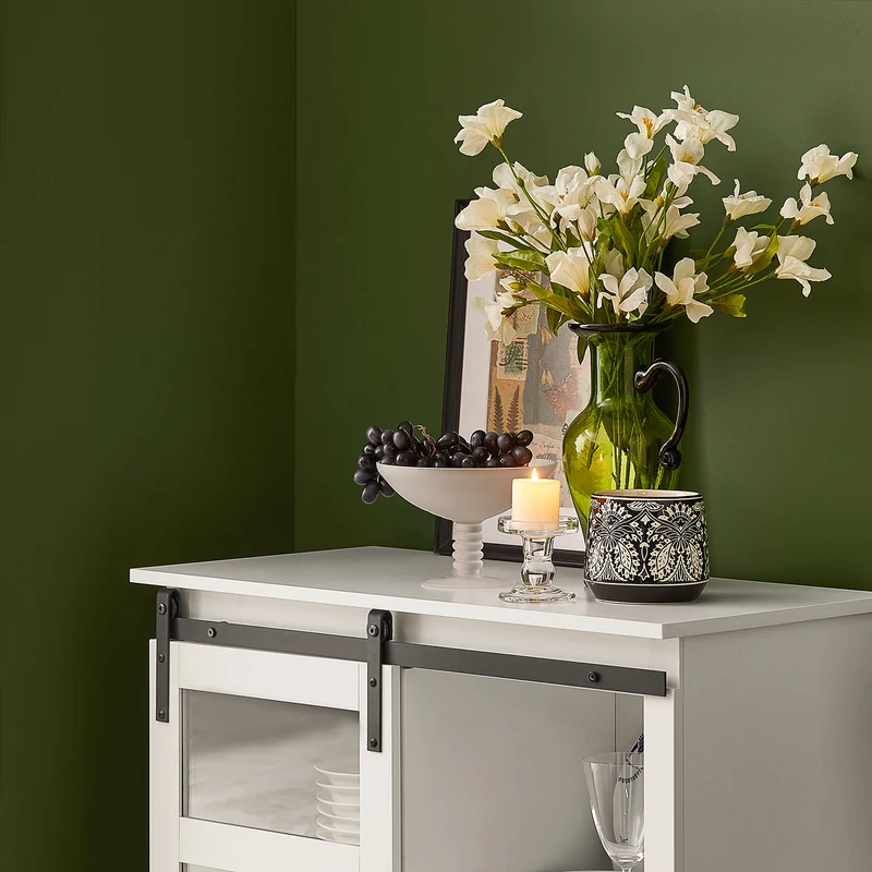 SoBuy FSB46-W Buffet Commode Armoire de Rangement Meuble de Rangement à 2 Niveaux avec Porte Vitrée de Grange Coulissante