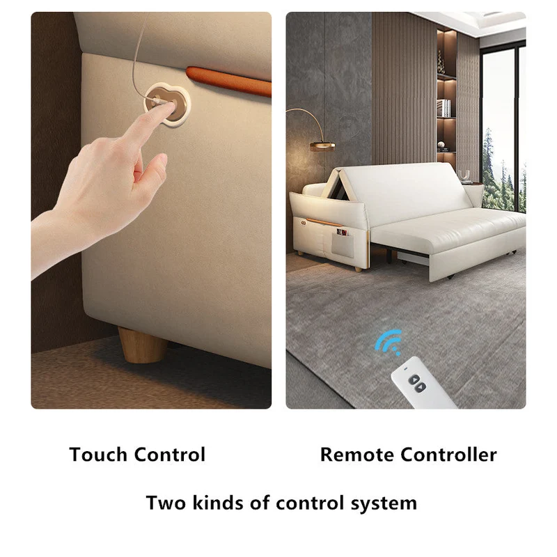 Canapé-lit électrique télécommandé avec tiroir de rangement en dessous