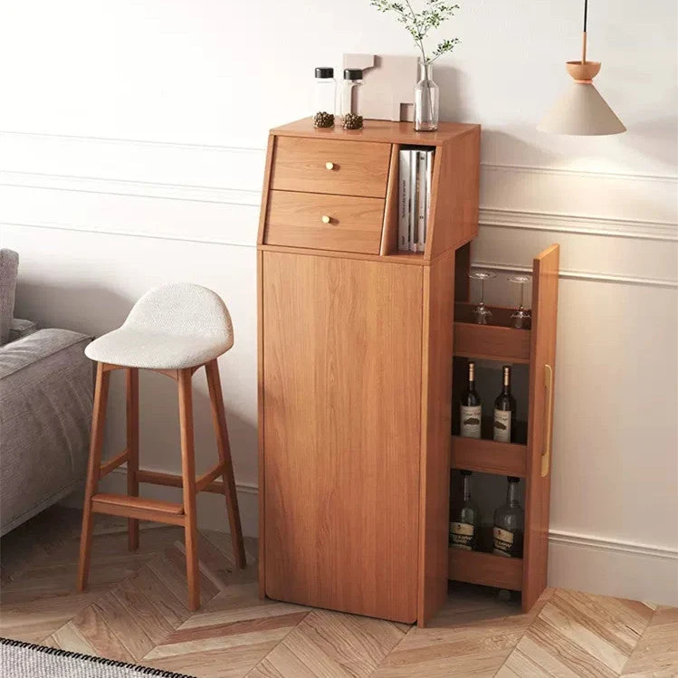 Table de bar à vin pliante avec casier à vin coulissant