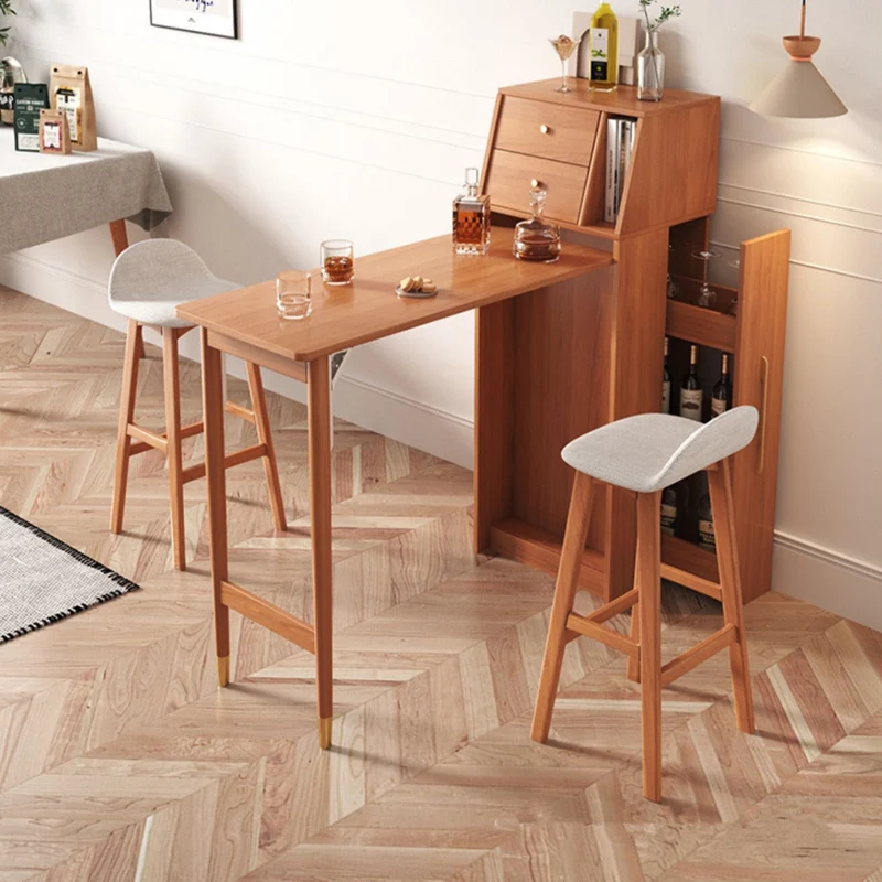 Table de bar à vin pliante avec casier à vin coulissant