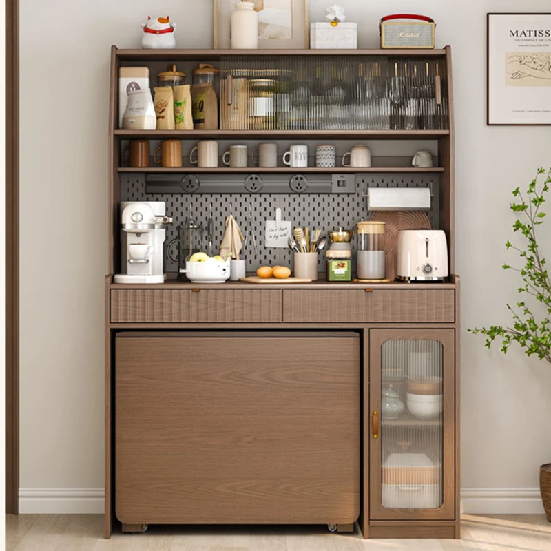 Hutch de cuisine avec table à manger à double abattant et 4 chaises pliantes