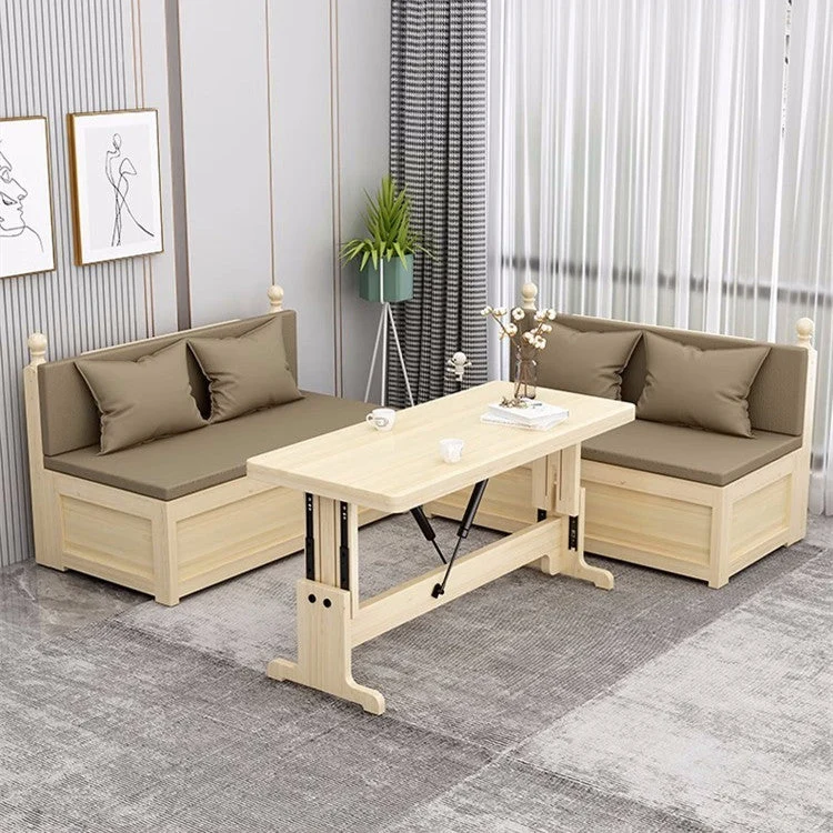 Bancs de cabine en bois de pin massif avec ensemble de table élévatrice