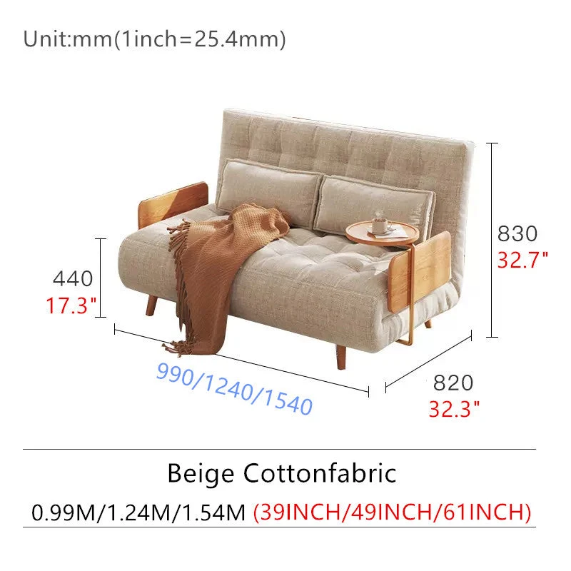 Canapé-lit réglable avec plateau d'accoudoir rotatif
