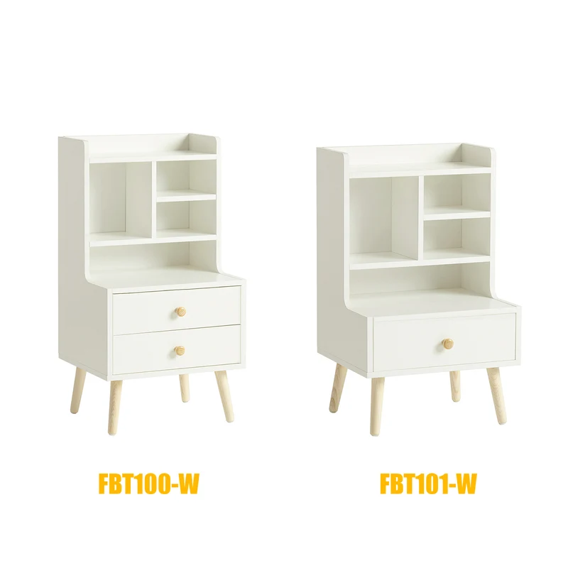 SoBuy FBT101-W Table de Chevet Table d'Appoint avec étagères de Rangement et tiroir – Blanc