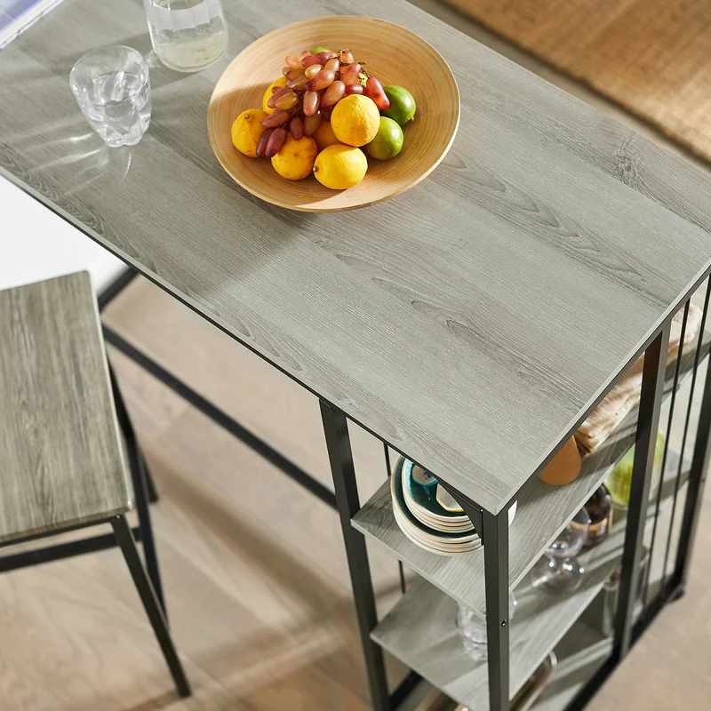 SoBuy FWT84-HG Table Haute de Bar Mange-Debout Table à Manger Table de Bistrot avec 3 Étagères