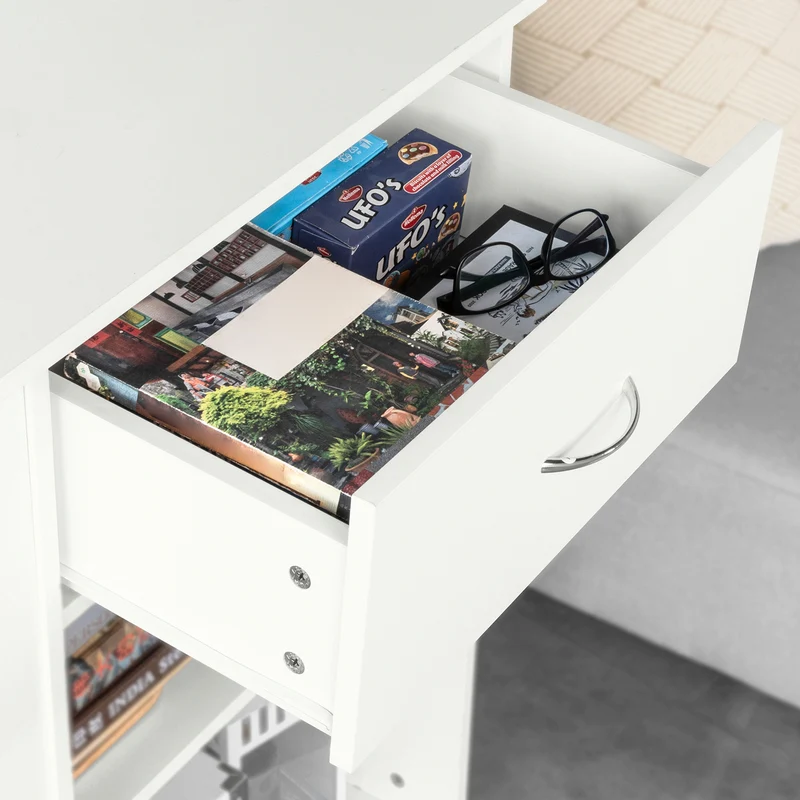 SoBuy FSB45-W Desserte Table d’Appoint Meuble de Rangement avec Tiroir et 4 Compartiments