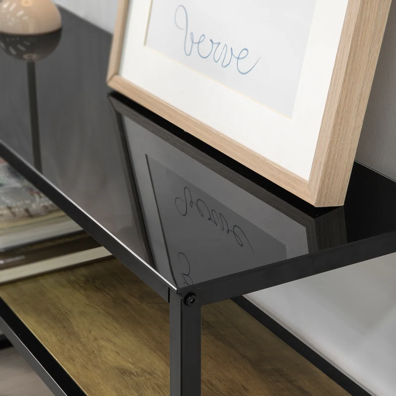 SoBuy FSB43-SCH Table Console avec Surface en Verre Table d'Entrée en Métal Table Décorative Buffet