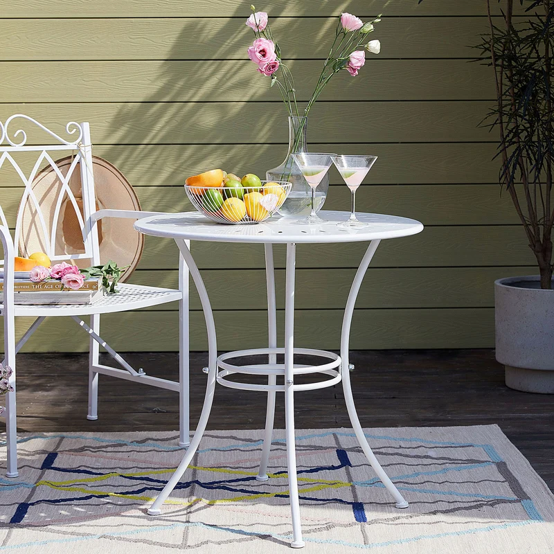 SoBuy OGT46-W Table de Jardin Ronde Ø 70 cm Table de Bistrot Table Ronde pour Cuisine ou Exterieur Terrasse