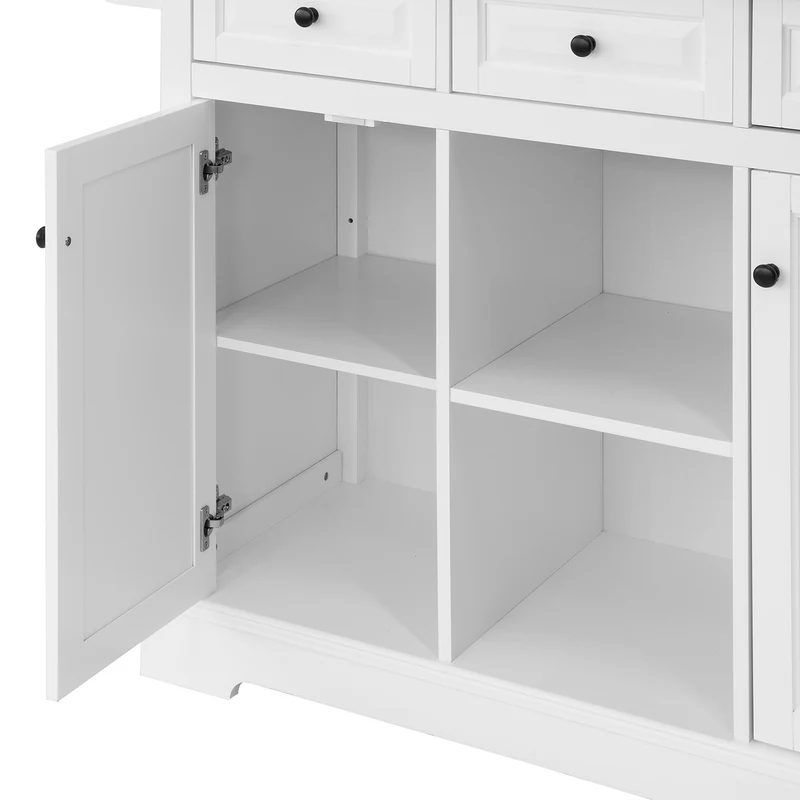 SoBuy FKW101-WN Desserte de Cuisine à Roulettes avec Plan de Travail, 3 Tiroirs, 2 Étagères et 2 Portes, Charge 50 kg – 115x46x91 cm, Blanc et Naturel