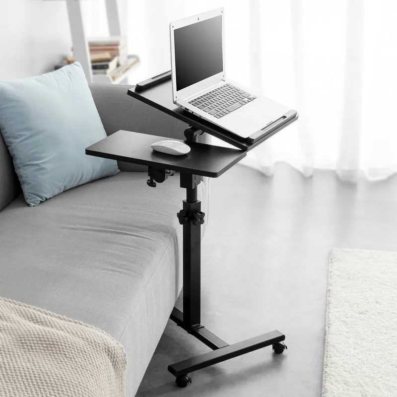 SoBuy FBT07N6-SCH Table de Lit Canapé Table Roulante avec 2 plateaux inclinables – Noir