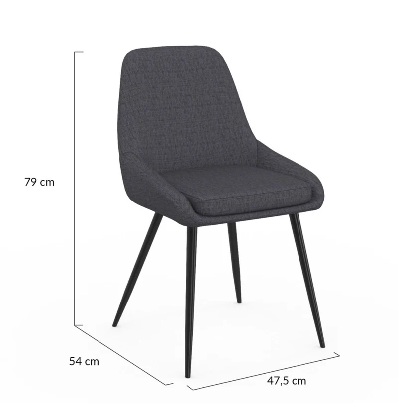 Lot de 2 chaises Ornella Gris foncé