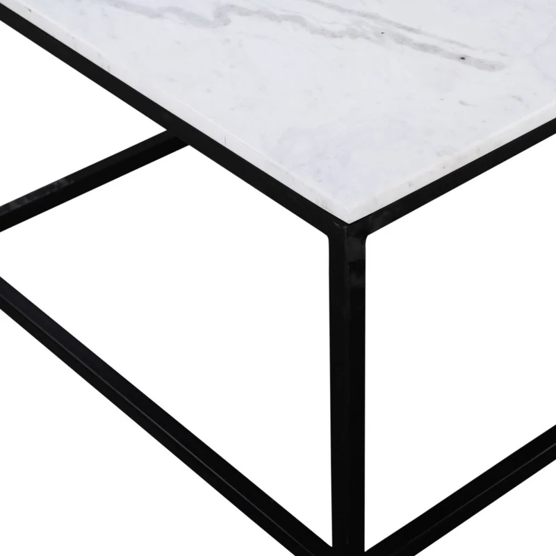 Table basse rectangulaire DRAWER Saku en marbre et métal 120x65cm
