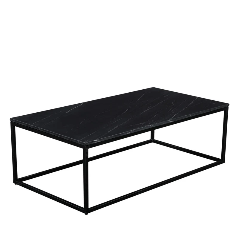 Table basse rectangulaire DRAWER Saku en marbre et métal 120x65cm