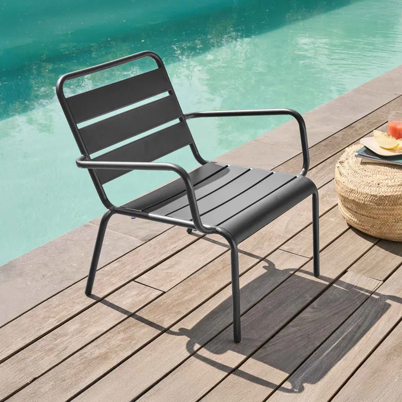 Lot de 2 fauteuils bas de jardin Oviala en metal