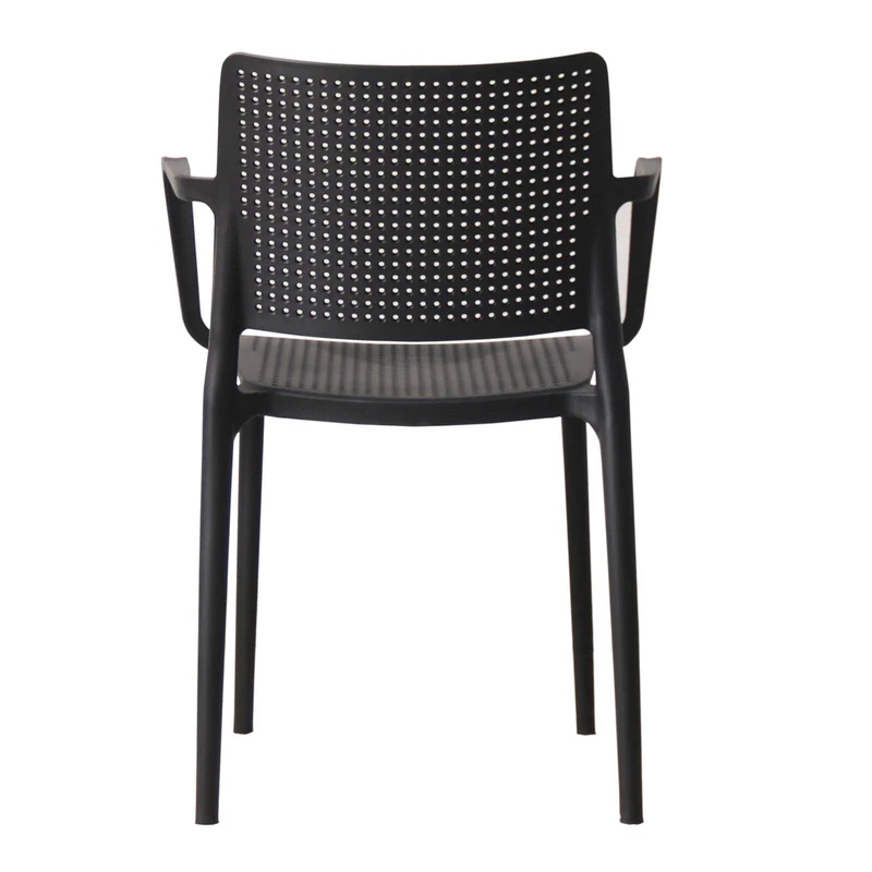 Lot de 4 chaises de jardin avec accoudoirs en plastique ajourée Oviala RIGA Noire
