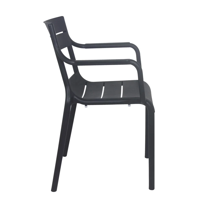 Lot de 4 chaises de jardin en plastique avec accoudoirs Noire PANAME