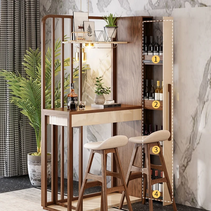 Table de bar rétractable nordique avec armoire à vin