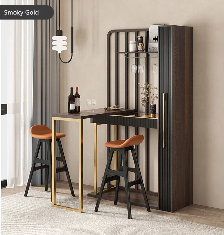 Table de bar rétractable nordique avec armoire à vin