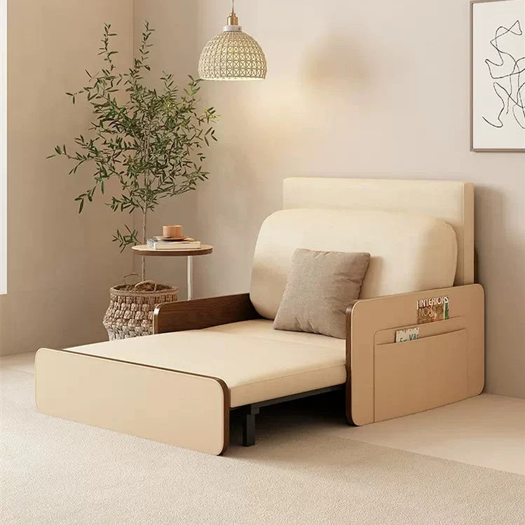 Canapé-lit gigogne Nordic Modern en cuir avec bureau rotatif