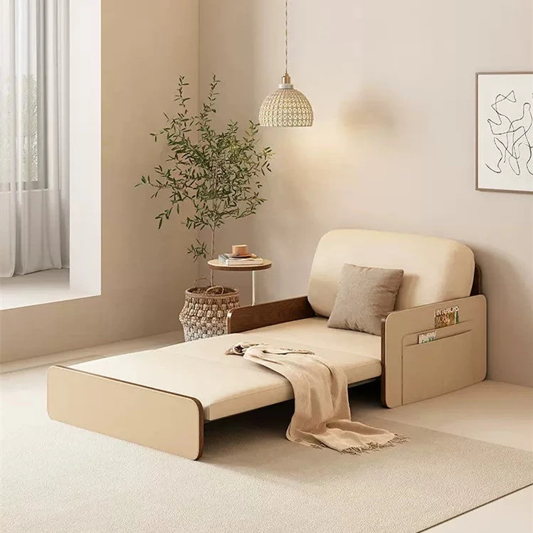 Canapé-lit gigogne Nordic Modern en cuir avec bureau rotatif