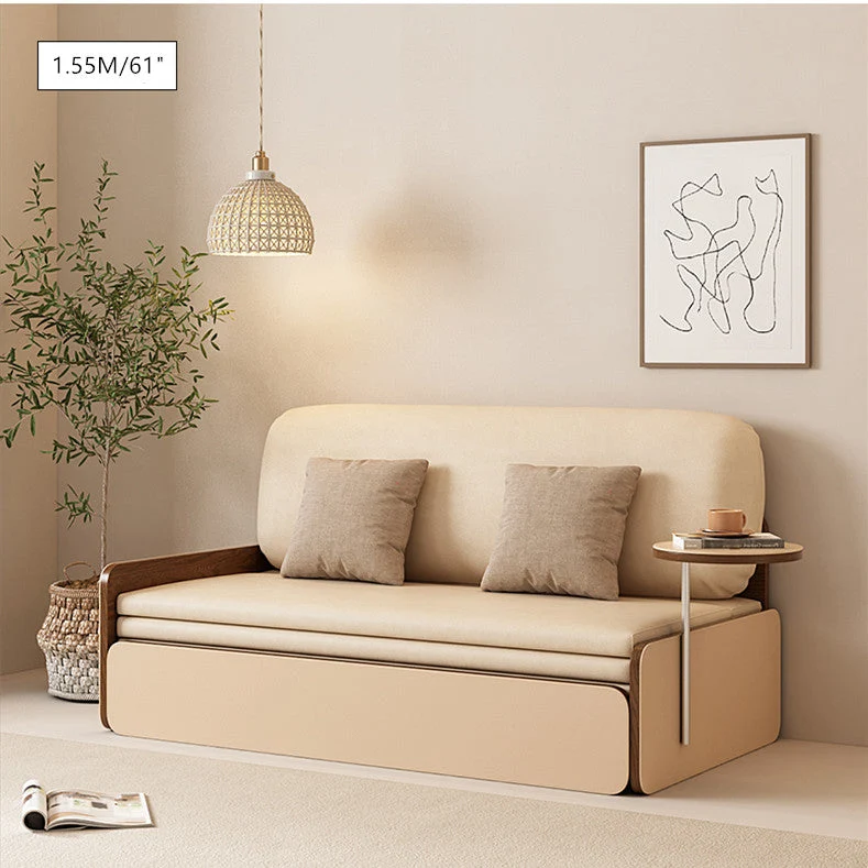 Canapé-lit gigogne Nordic Modern en cuir avec bureau rotatif