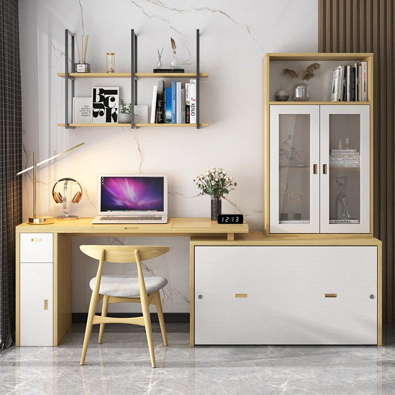 Lit armoire escamotable avec bureau multifonction