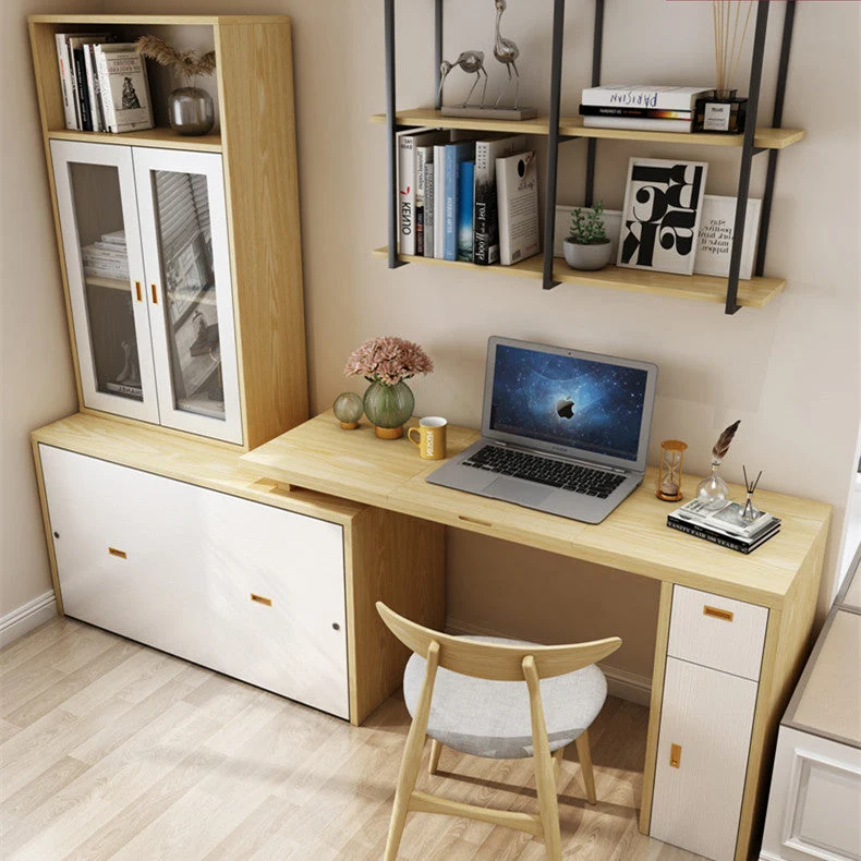 Lit armoire escamotable avec bureau multifonction