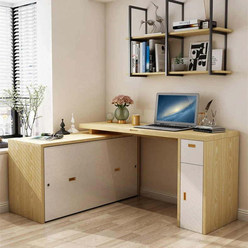 Lit armoire escamotable avec bureau multifonction