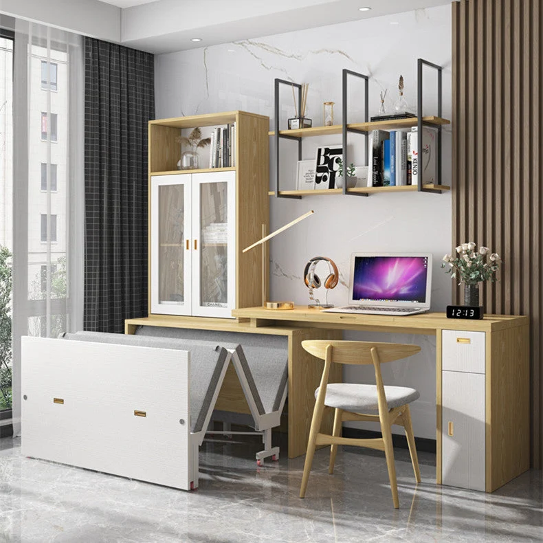 Lit armoire escamotable avec bureau multifonction