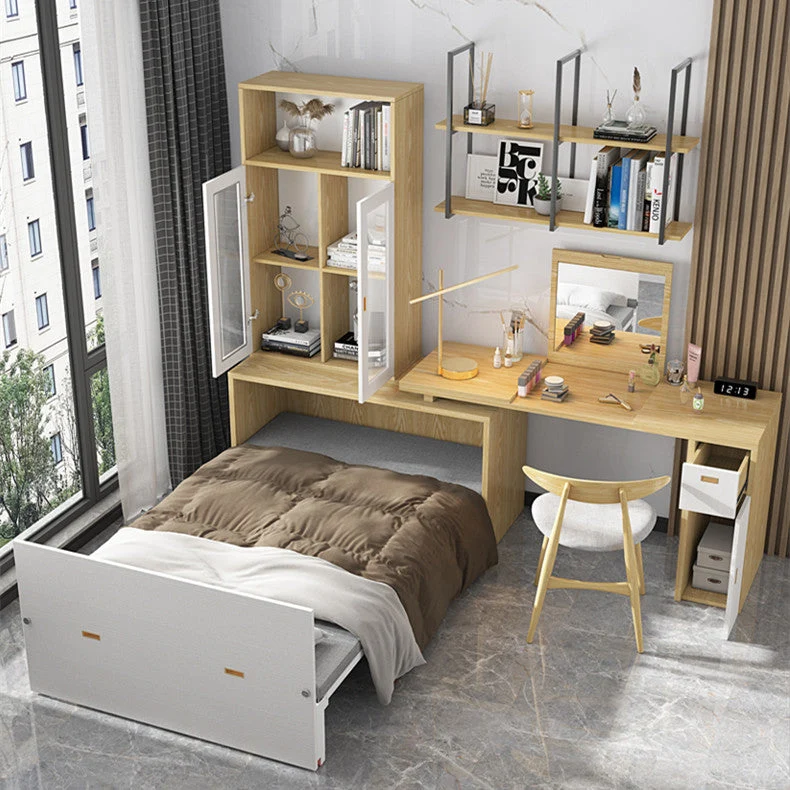 Lit armoire escamotable avec bureau multifonction