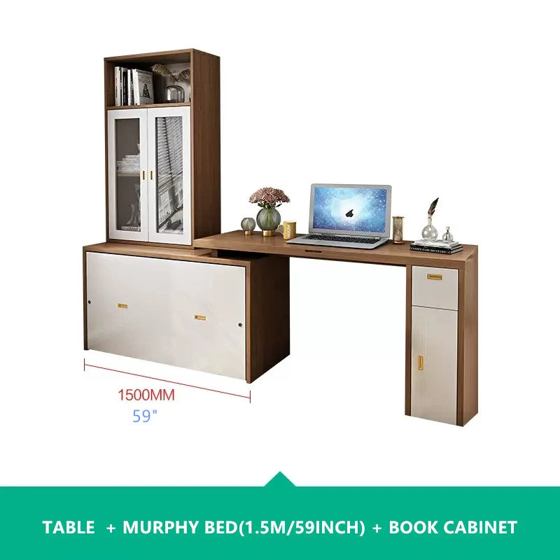 Lit armoire escamotable avec bureau multifonction