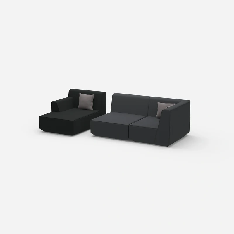 Modulares Sofa für 2 mit Ottomane