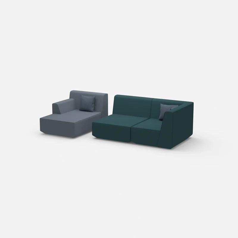 Modulares Sofa für 2 mit Ottomane