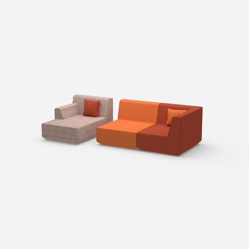 Modulares Sofa für 2 mit Ottomane