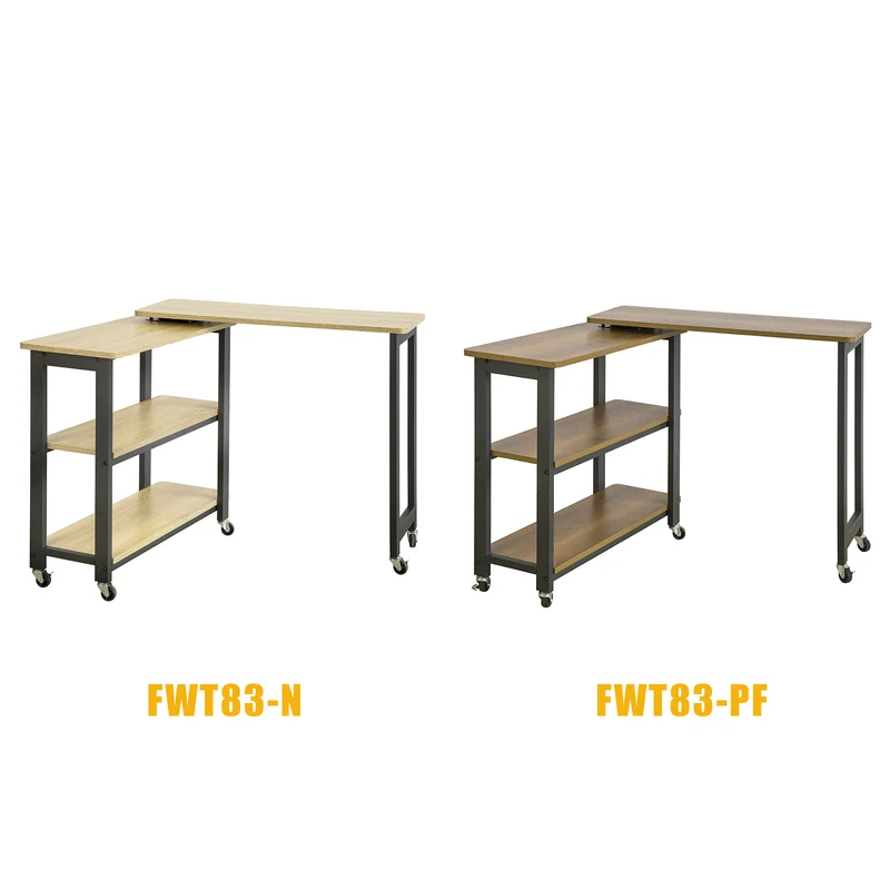 SoBuy FWT83-N Table d'appoint Rotative,Table Console Mobile avec 2 étagères de Rangement et 6 roulettes