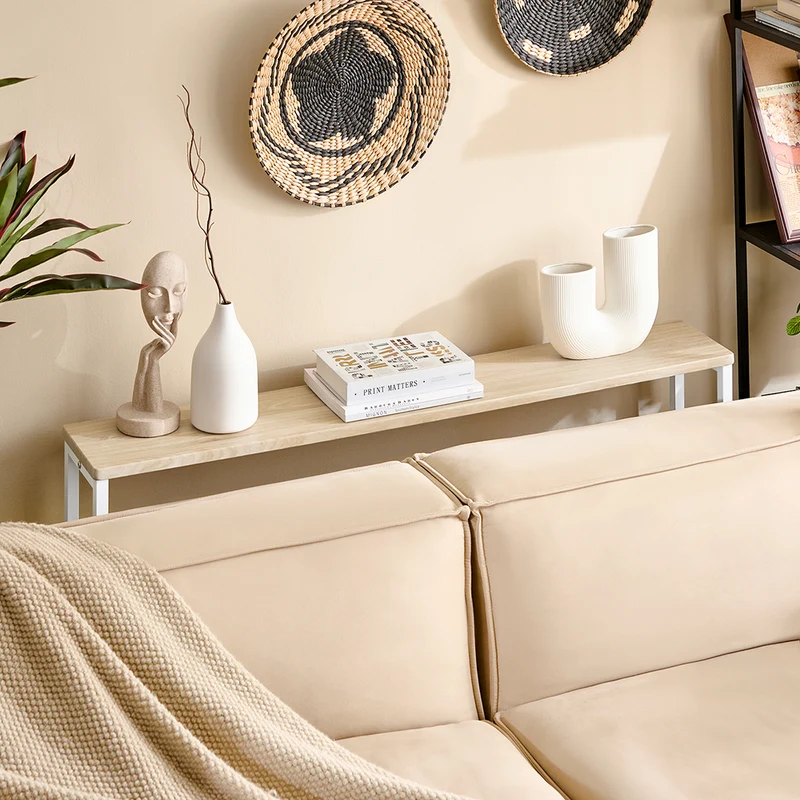SoBuy FSB19-Z Console Entrée Meuble Couloir Étagère Arrière Canapé – Structure Métal Robuste, Design Moderne Ultra Fin – Idéal pour Salon, Chambre, Entrée – 120x20x65cm
